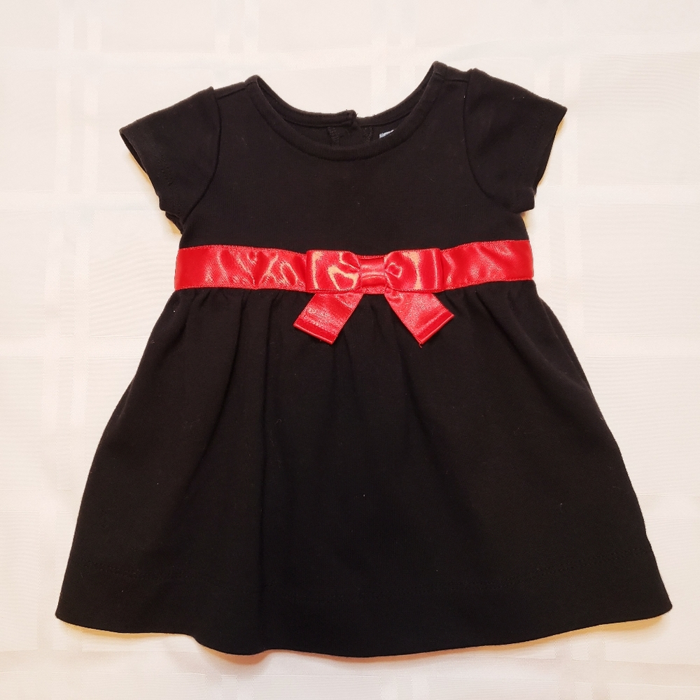 BABY GAP Black Holiday Dress with Satin Red Bow